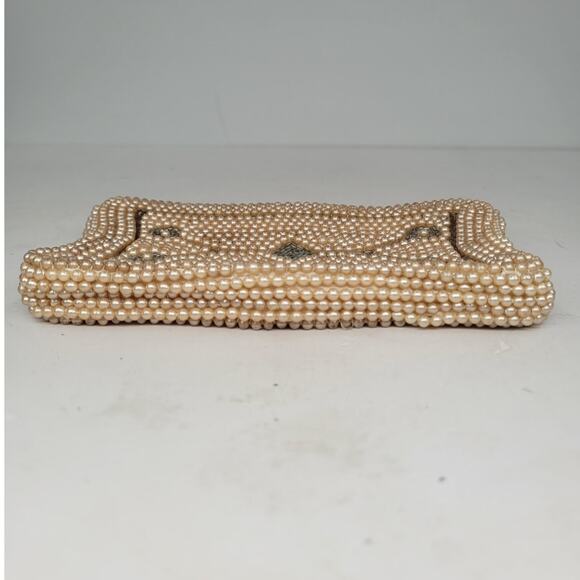 Gala Vintage 50s Faux Pearl Beaded Coquette Evening Clutch Bag Handbag - Picture 6 of 11